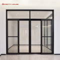 Modern Design 2 Tracks and 4 Aluminum Sliding Door Double Glass with Screen