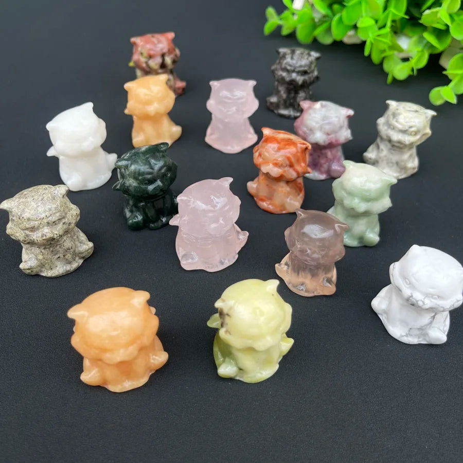 Wholesale Cute Natural Crystal Hand Carved Mixed Mini Tiger Carving for Decoration