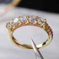 Huitan Luxury Many Big Round Dainty Rings Gems Zircon Gold Women Trendy Fashion Beautiful Eternity Rings