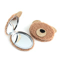 Plush cartoon folding cosmetic mirror portable creative double-sided mirror soft hairy bear mirror