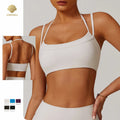 CNSHELL Custom Logo Brushed Beautiful Back Halter Thin Shoulder Strap Square Neck Yoga Workout Gym Fitness Sports Tank Top