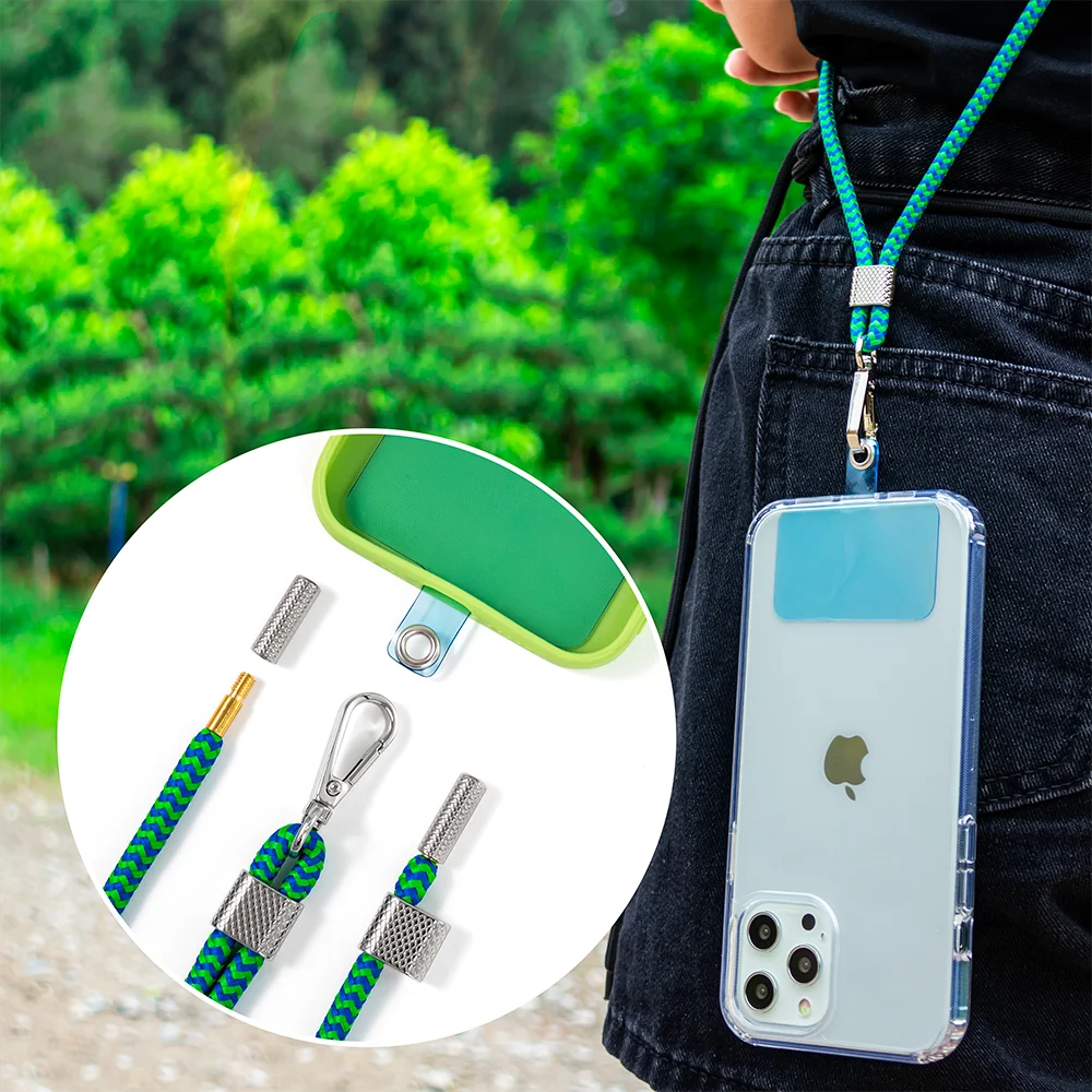Multifunctional Detachable TPU Neon Color Patch Adjustable Shoulder Neck Strap With Universal Lanyard for Gift