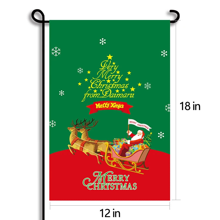 Custom Design Logo Happy Christmas New Year Decorative Sublimation Christmas Garden Flag