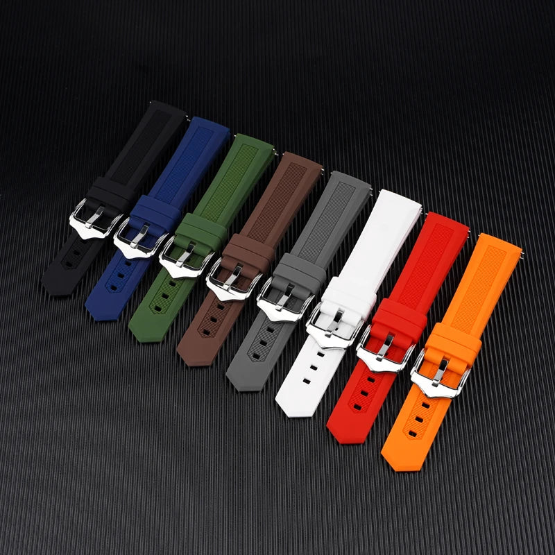 16 18 20 21 22mm Sports Silicone Strap Men Quick Release Waterproof Diving Rubber Bracelet for Samsung Omege Huawei Watch Band