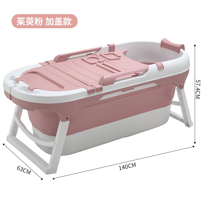 Plastic Adult Folding Bathtub with Lid Portable Foldable Barrel for Bathroom Use