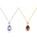 New Arrival 925 Sterling Silver Purple Teardrop Necklace Single Diamond Clavicle Chain Suitable for Women Fine Jewelry Gifts