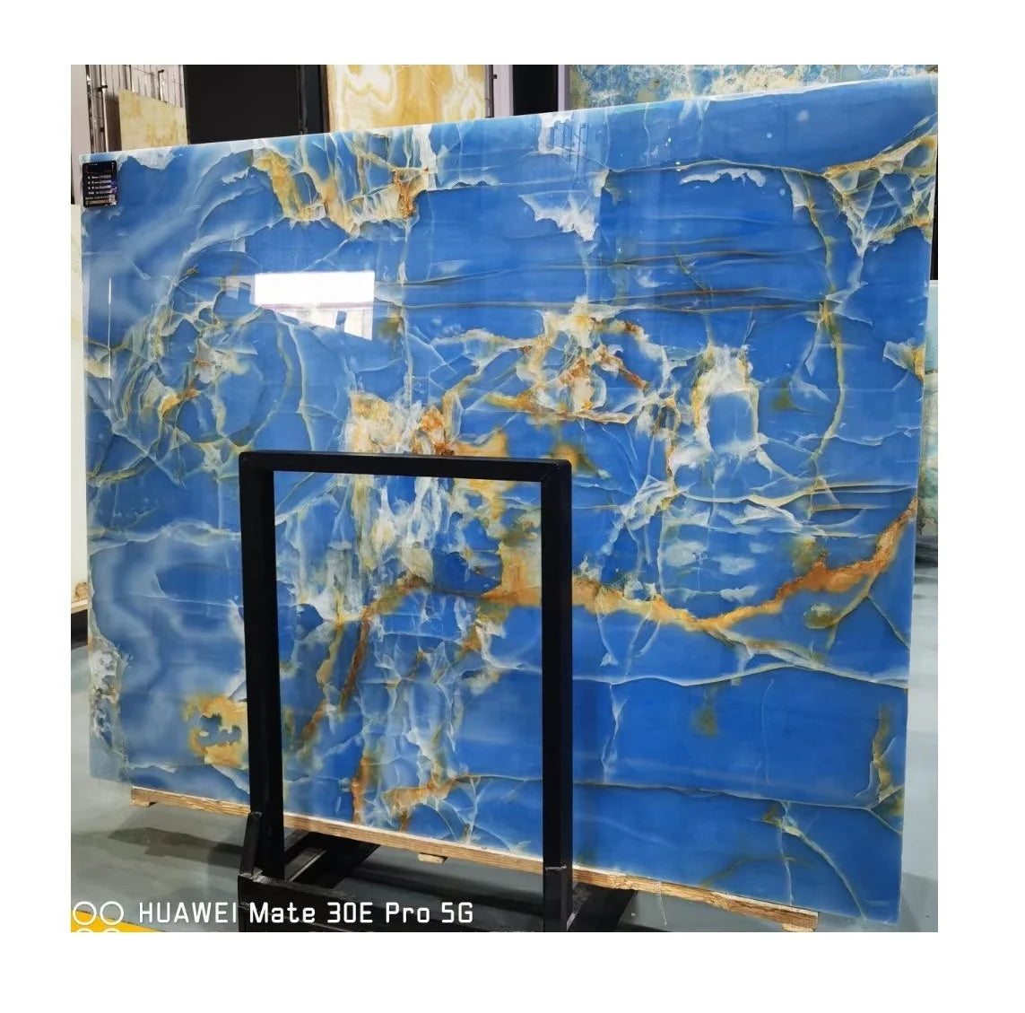 Background Wall Marble Big Slab Polished Luxurious Blue Onyx Waterproof Hotel Use High Quality