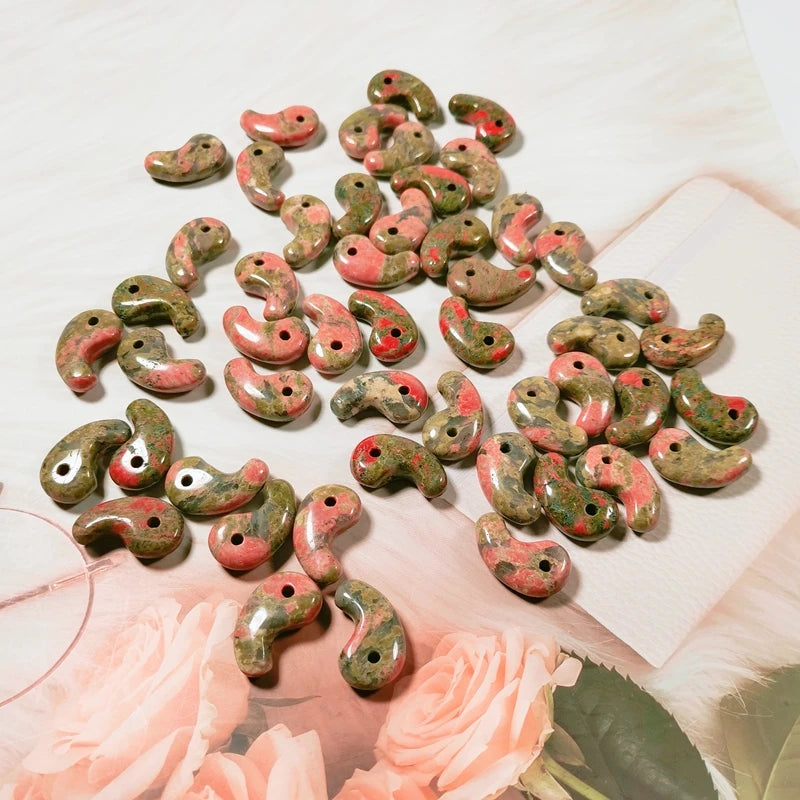 HZ Wholesales Natural Amethyst Lucky Amulet Jade Healing Stones Yinyang Unakite Jade Magatama Jewelry