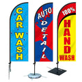 Hot Sale Custom 130G Knitting Glass Fiber Rod Double-Sided Holiday Advertising Feather Flag Bracket Promotional Flags & Banners