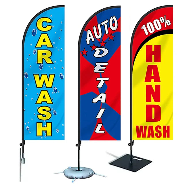Hot Sale Custom 130G Knitting Glass Fiber Rod Double-Sided Holiday Advertising Feather Flag Bracket Promotional Flags & Banners