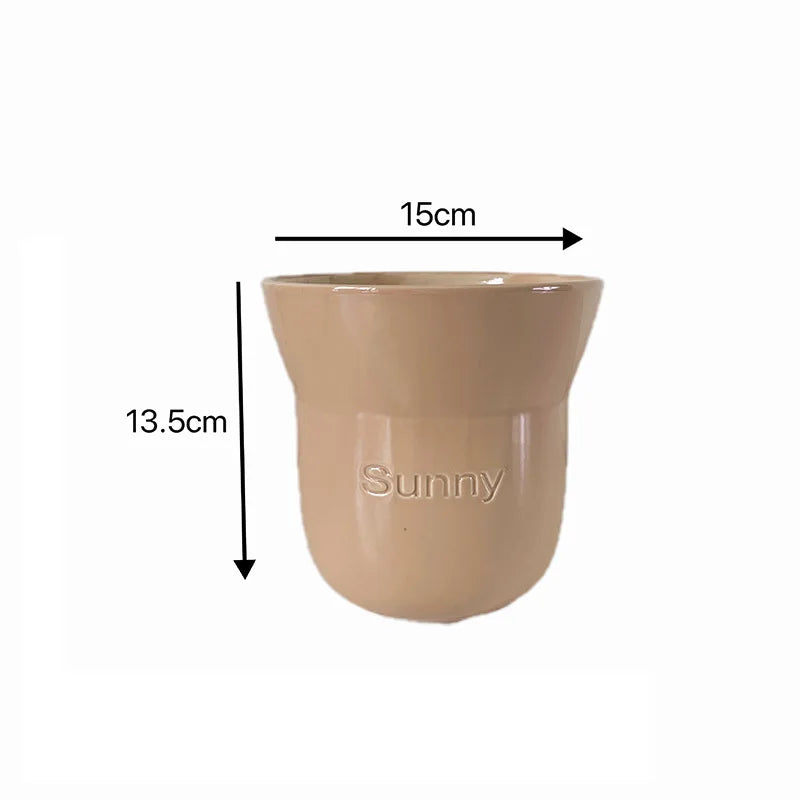 Ready Stock Ceramic Flower Pots Coffee Color Small Indoor Planter Pot for Table