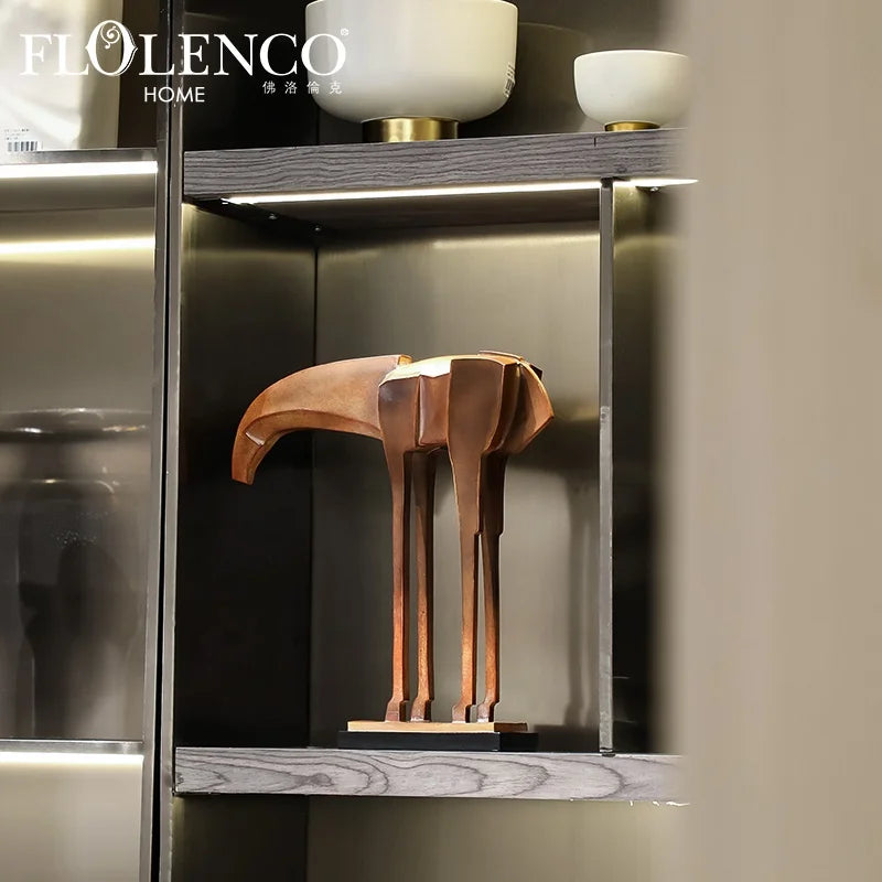 Flolenco Art Resin Crafts Horse Sculpture Luxury Home Decor Items Tabletop Cabinet Decoration Resin Horse Ornaments