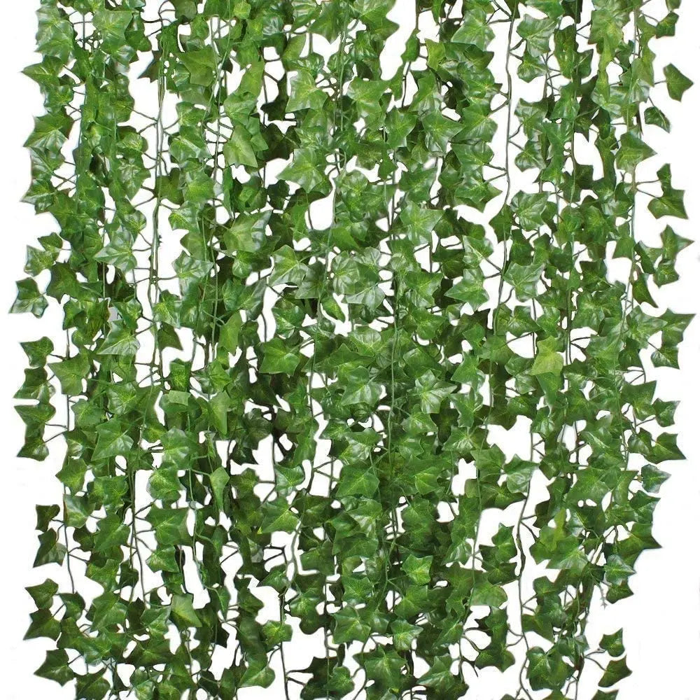 Greatflower 2.3M Length Wedding Garden Decoration Artificial Ivy Garland Silk Leaves Hanging Vine Plant Indoor Outdoor 12pcs/bag