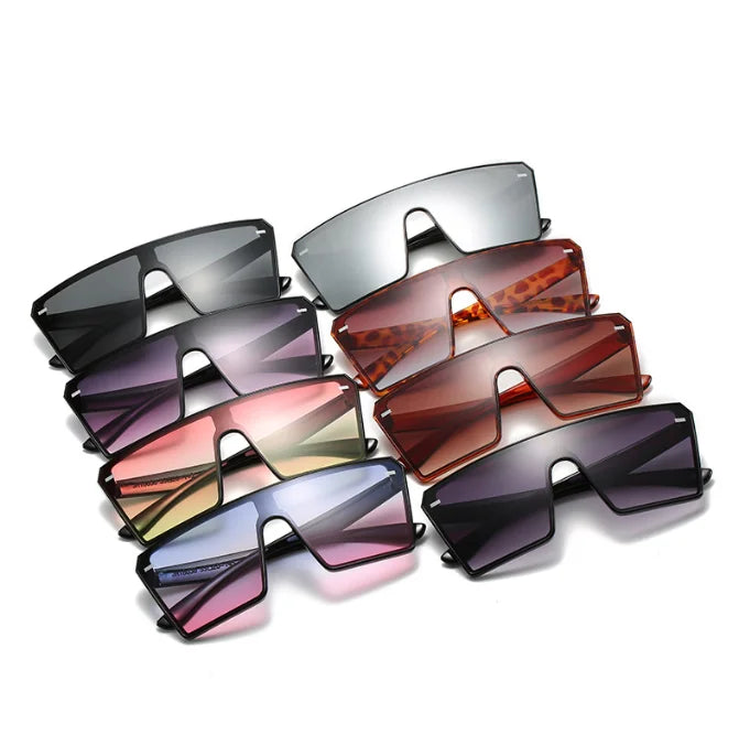 2023 Fashion Big square Frame One Piece Sunglasses square Sunglasses for Women One Piece Oversized Sunglasses Metal Hinge