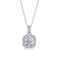 MMN10 Trendy Wedding S925 Sterling Silver Classic Design Necklace Jewelry Square Round Diamond Moissanite Pendant Necklace Women