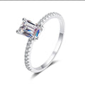 MYF 925 Sterling Silver Platinum Plated GDTC Certified Romantic Radiant Cut Moissanite Prong Setting Geometric Unisex Ring for