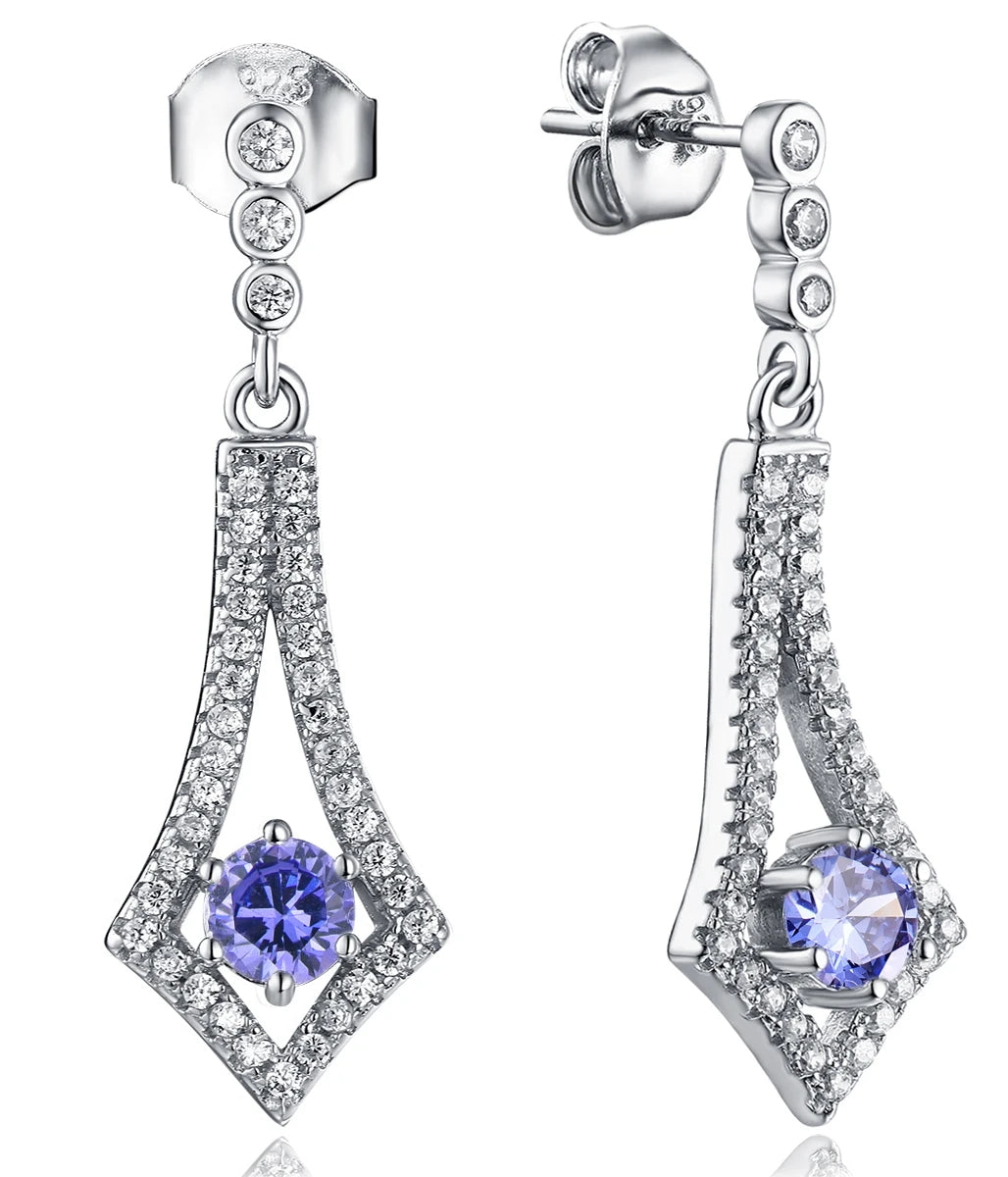 QX Custom OEM Own Designer Fine Jewelry Luxury Cubic Zircon 925 Sterling Silver Rhomboid Drop Earrings Women
