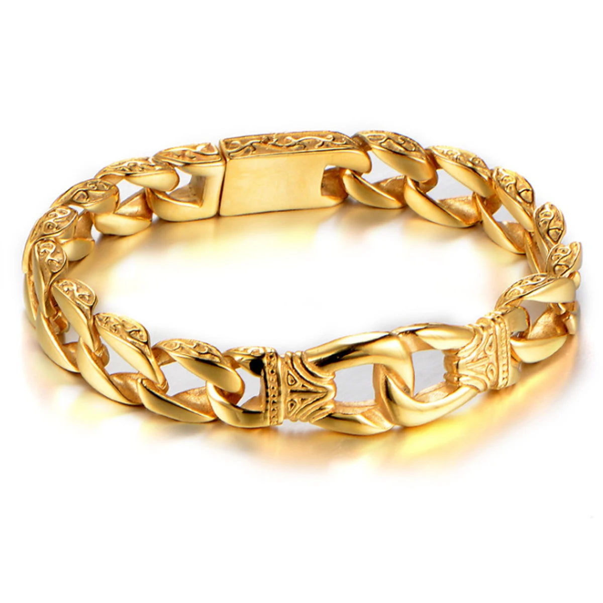 Men's Stainless Steel Polished Silver Heavy Huge Curb Link Chain Bracelet Bangle