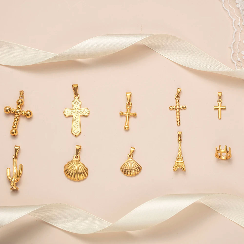 Factory Wholesale Fashion Custom Jewelry 18k Gold Plated Stainless Steel High Polishing New Arrival Cross Pendant for Men