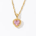 Korean Pink Heart Zircon Design 18K Gold Plated Stainless Steel Chain Twist Love Pendant Necklace