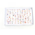 Flower Rhinestone Rings Box Set Zinc Alloy Adjustable Ring for Woman Mixed Colors 17mm 100PCs/Box