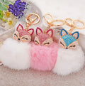 Korean Fox Head Fur Plush Ball Keychain Fashion Bag Ornament Wholesale Car Accessories Keychains