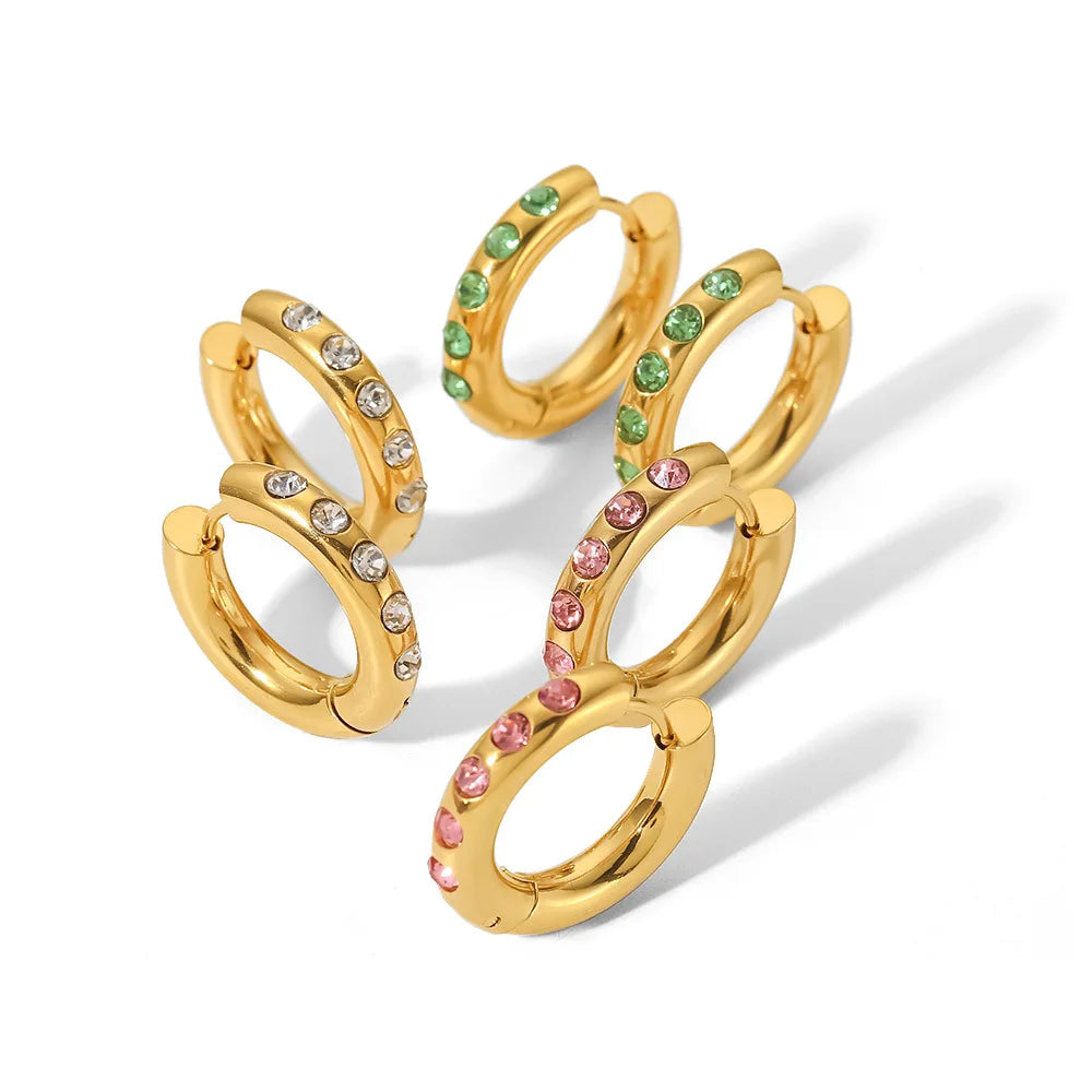 Internet Red Earring of the Same Style 18k Gold Stainless Steel Inlaid with Zirconia Titanium Cubic Zircon Hoop earrings
