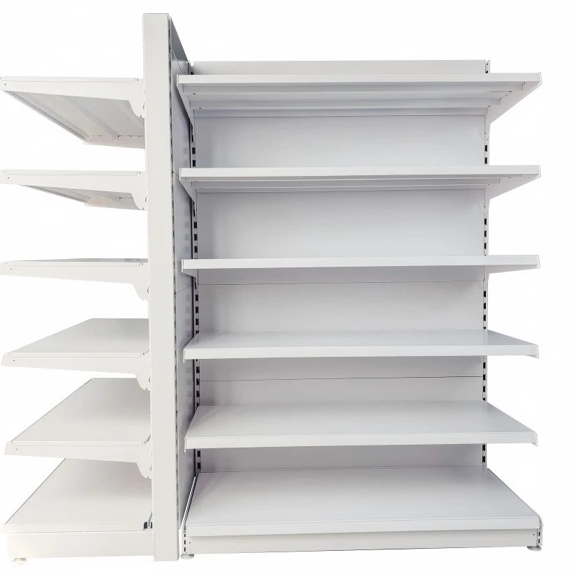 Robust German Inspired Heavy Duty Supermarket Shelves  Versatile Black Single Double Sided Supermarket Merchandising Shelving