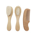 Eco Friendly Logo Custom Bamboo Beechwood Baby Hair Brush & Comb Set