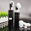 All Black 50ml 100ml 150ml 200ml Plastic Foam Pump Bottles with Black Silicone Brush Head Wholesale Cleanser/Mouss Containers