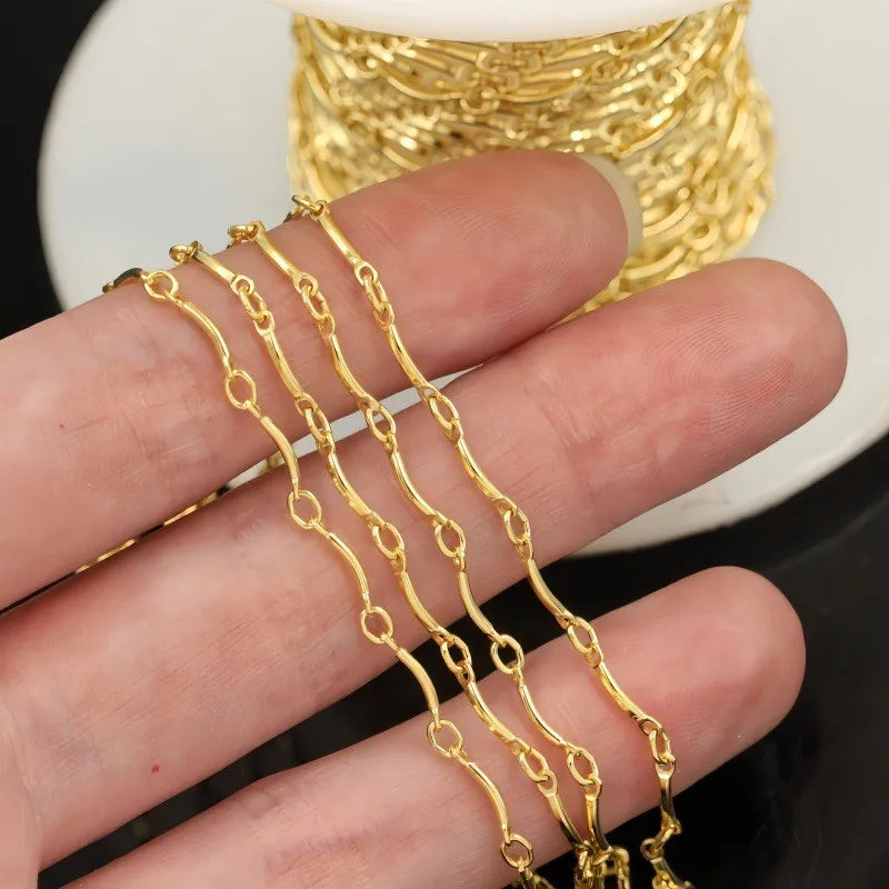 New Permanent Bracelet Elbow Bar Chain Bulk for Jewelry Gold Filled Chain