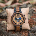 Luxury Fashion Calendar Custom Logo Quartz Watch Luminous Multi-function Men's Wooden Chronograph Moon Phase