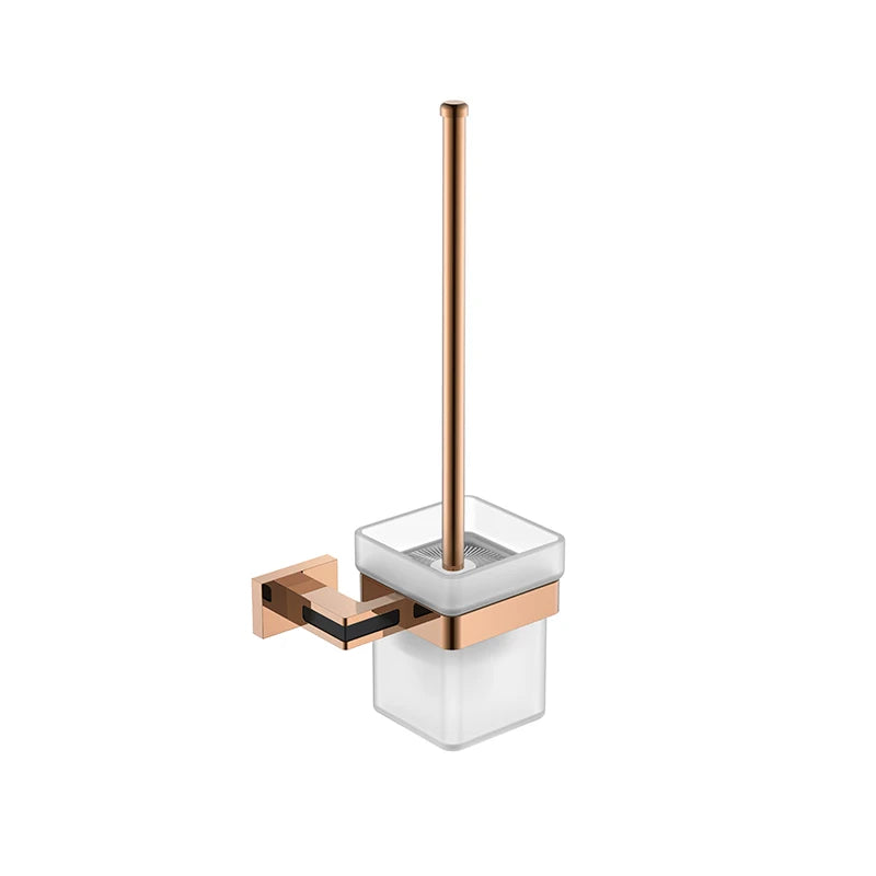 Factory Outlet Modern 6-Piece Rose Gold Bathroom Accessories Brass Finished Soap Holder and Toilet Brush Set