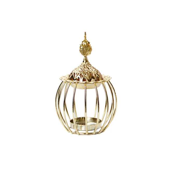 2-in-1 Bird Cage Shape Metal Incense Holder and Aromatherapy Diffuser for Essential Oil Lamp & Candle Light Burning
