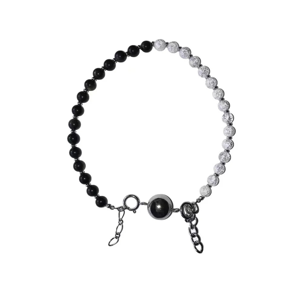 Fashion Brass Alloy Black and White Yin Yang Agate Necklace Charm Women Detachable Splicing Choker Necklace Jewelry