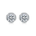 925 Sterling Silver GRA Certified Round Cut Moissanite Stud Earrings Silver Plated Classic Halo Design Moissanite Earings Stud