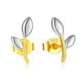 Wholesale Elegant S925 Sterling Silver Needle Earrings 18K Gold Plated Stud Earrings  Leaf Earring for Women