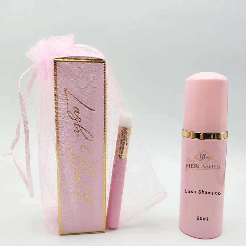 Mini Empty Frosted Lashes Lash Shampoo Wholesale pink Gel Kits Custom logo  60ml