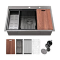 Multi-functional Drop in Nano Black 304 Stainless Steel Handmade Kitchen Sink Workstation Sink