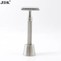 Best Private Label Safety Razor Kit Metal Stainless Steel Chrome Shaving Men's Double Edge Blade Razor with Stand Holder