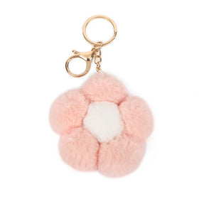 Fur Flower Keychain Super Soft Plush Cute Charm Creative Hanging Decor with Buckle Stuffed Plush Key Ring Backpack Pendant Gift