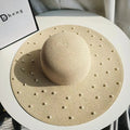 Summer Women Wide Brim Panama Pearl Straw Hat UV Protect Sunscreen Travel Beach Hat
