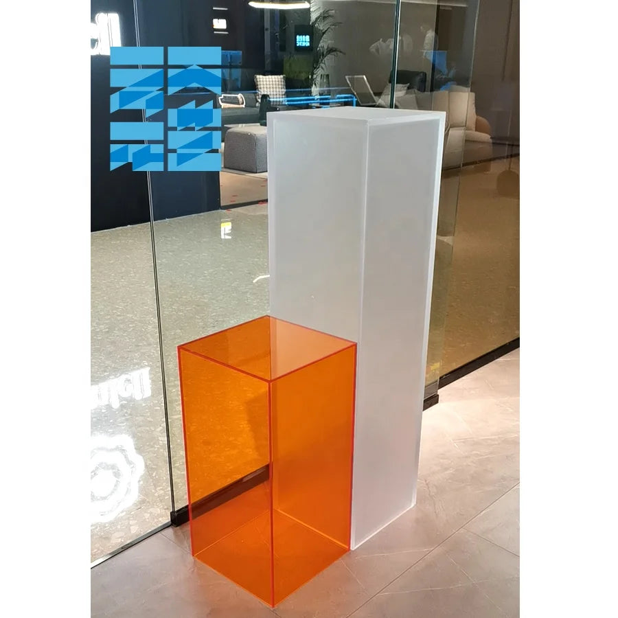 OEM Custom Transparent Frosted  Acrylic Display Plinths Acrylic Display Booth Perspex Pedestal Stand