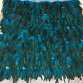 Latest Quality Peacock Blue Full Feathers  Haute Couture Wedding Lace Fabric Fancy Mesh With Feathers Lace Fabric