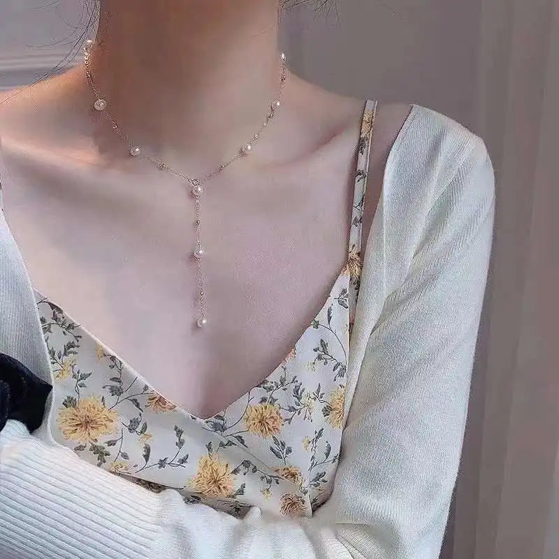 Factory Direct Sale 18-Inch 18K Gold Plated Freshwater Pearl Necklace Ladies Fashion 7-8mm Potato-Shape Pearl Necklace
