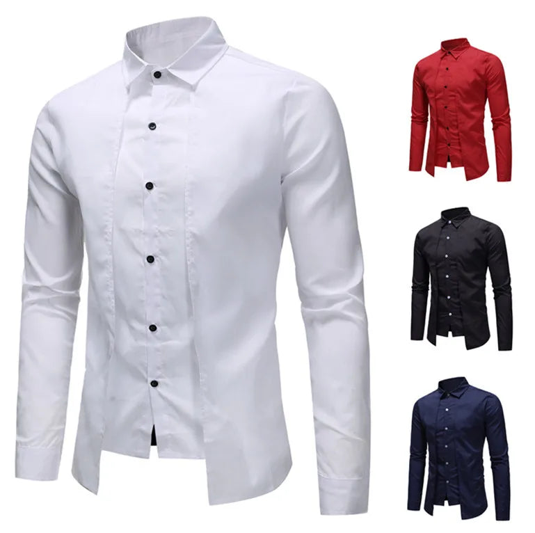 Minthson Fashion Shirts for Men Long Sleeve Turn Down Collar Camisas Hombre White Formal Tops Clothing Black Business