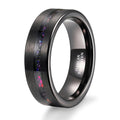 OAHLAN Men's Fashion Wedding Band Jewelry 8mm Black Plated Brushed Black Blue Meteorite Stone Inlay Tungsten Carbide Rings