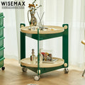 WISEMAX FURNITURE Nordic Plastic Colorful Sofa Side Table Round Two Shelving Small Coffee Table with Wheel and Storage Shelf
