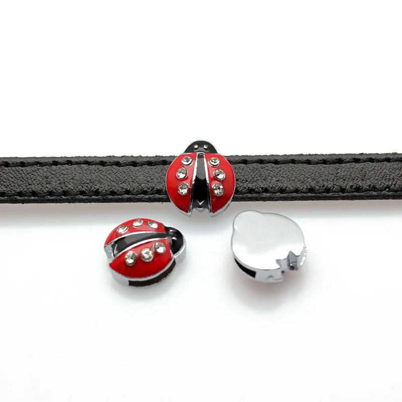 Wholesale 8mm/10mm Ladybug Slide Charms for Bracelet Women Jewelry Making Dog Pet Collar DIY Keychain Accessories Gift