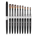 100% Kolinsky  Nail Brush Set Crushed Sequins Classic Black Metal Handle Pen Manicure Tool Pure Kolinsky Nail Brush for Nail Art